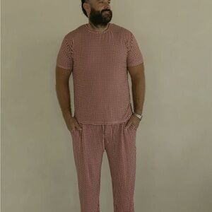 Forever French Men’s XL Bamboo Pajamas in Red Gingham (matching Xmas family set)